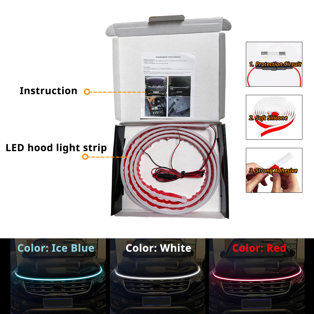 Dynamic scanning hood light bar for automobiles
