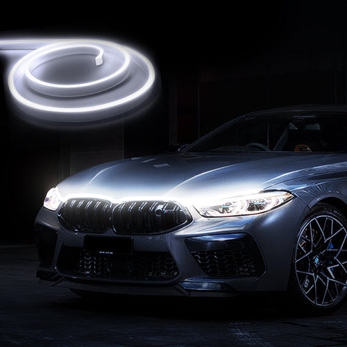 Dynamic scanning hood light bar for automobiles