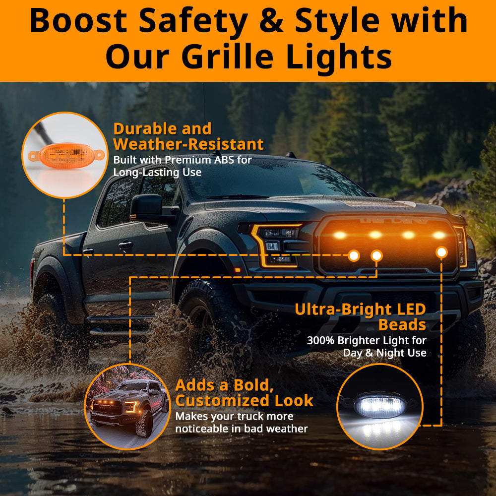 Amber truck grille lights