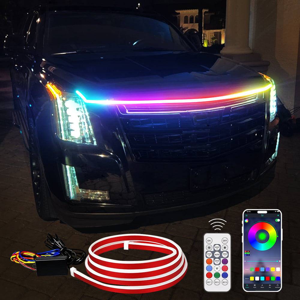 Hood LED light strip controllable via app