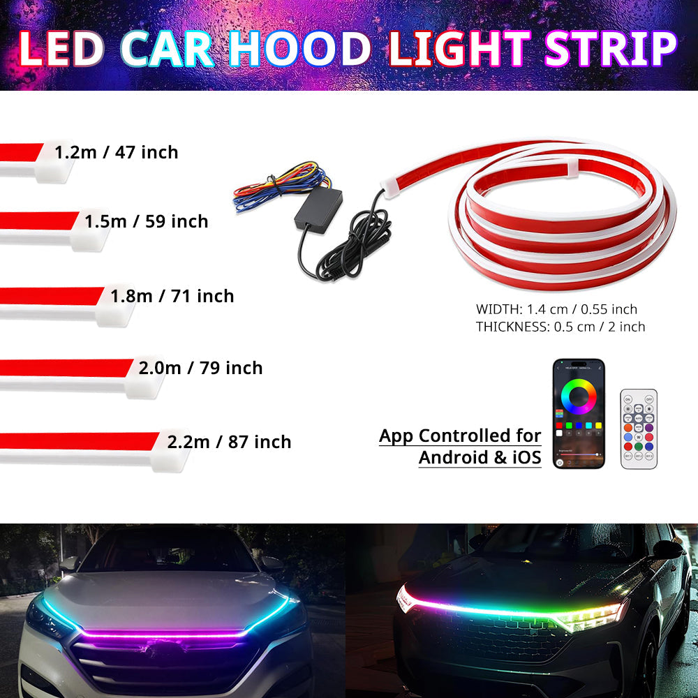 Hood LED light strip controllable via app