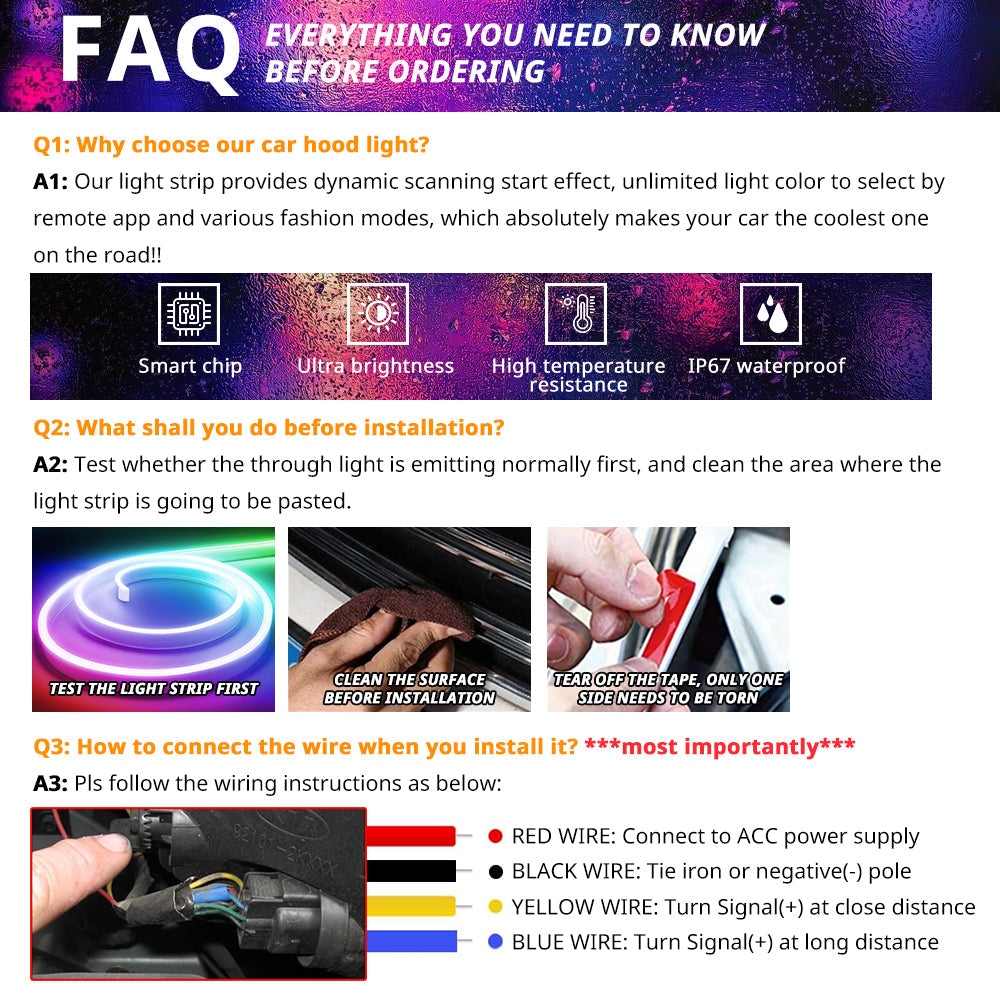 Hood LED light strip controllable via app