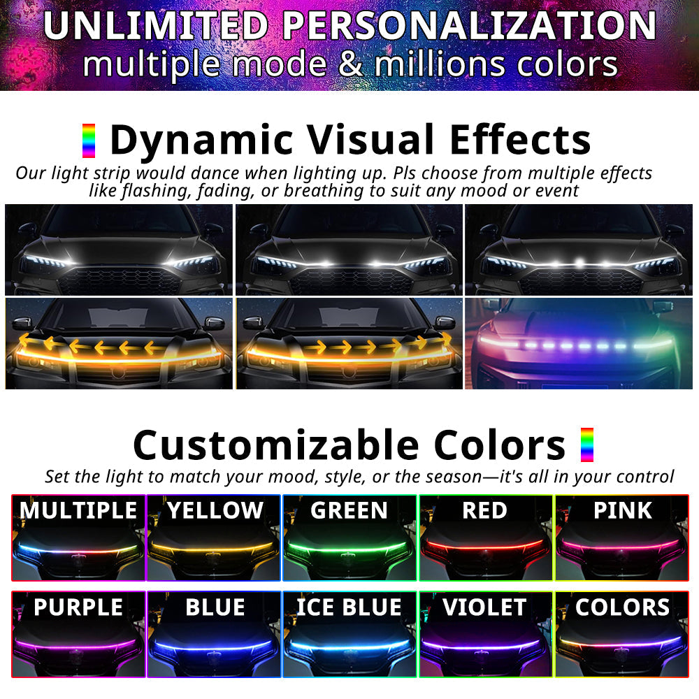 Hood LED light strip controllable via app