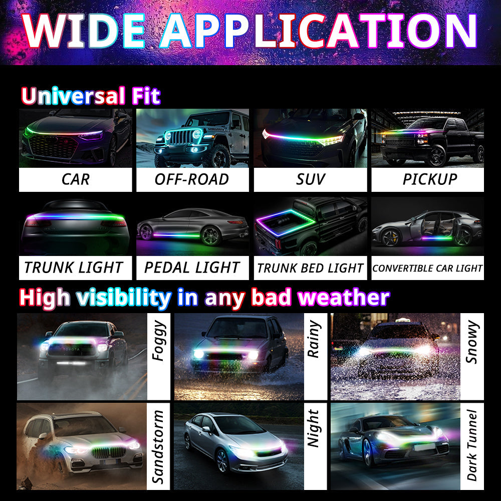 Hood LED light strip controllable via app
