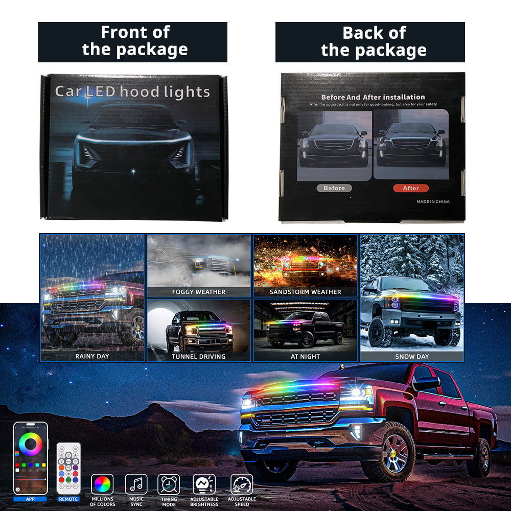 Hood LED light strip controllable via app