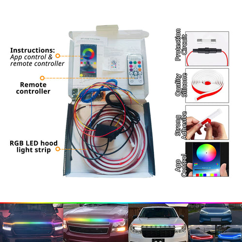 Hood LED light strip controllable via app