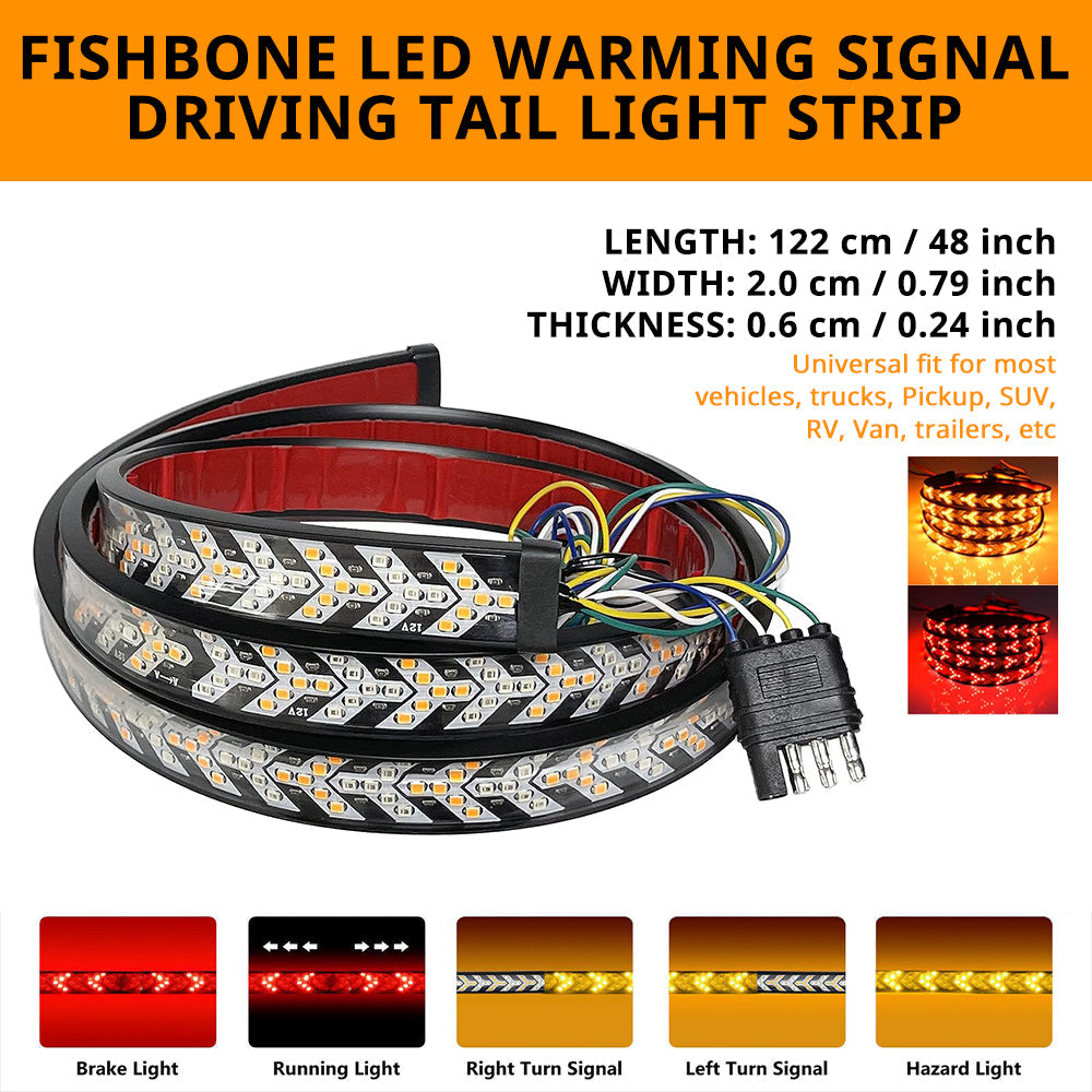 Pickup truck tailgate fishbone taillight strip